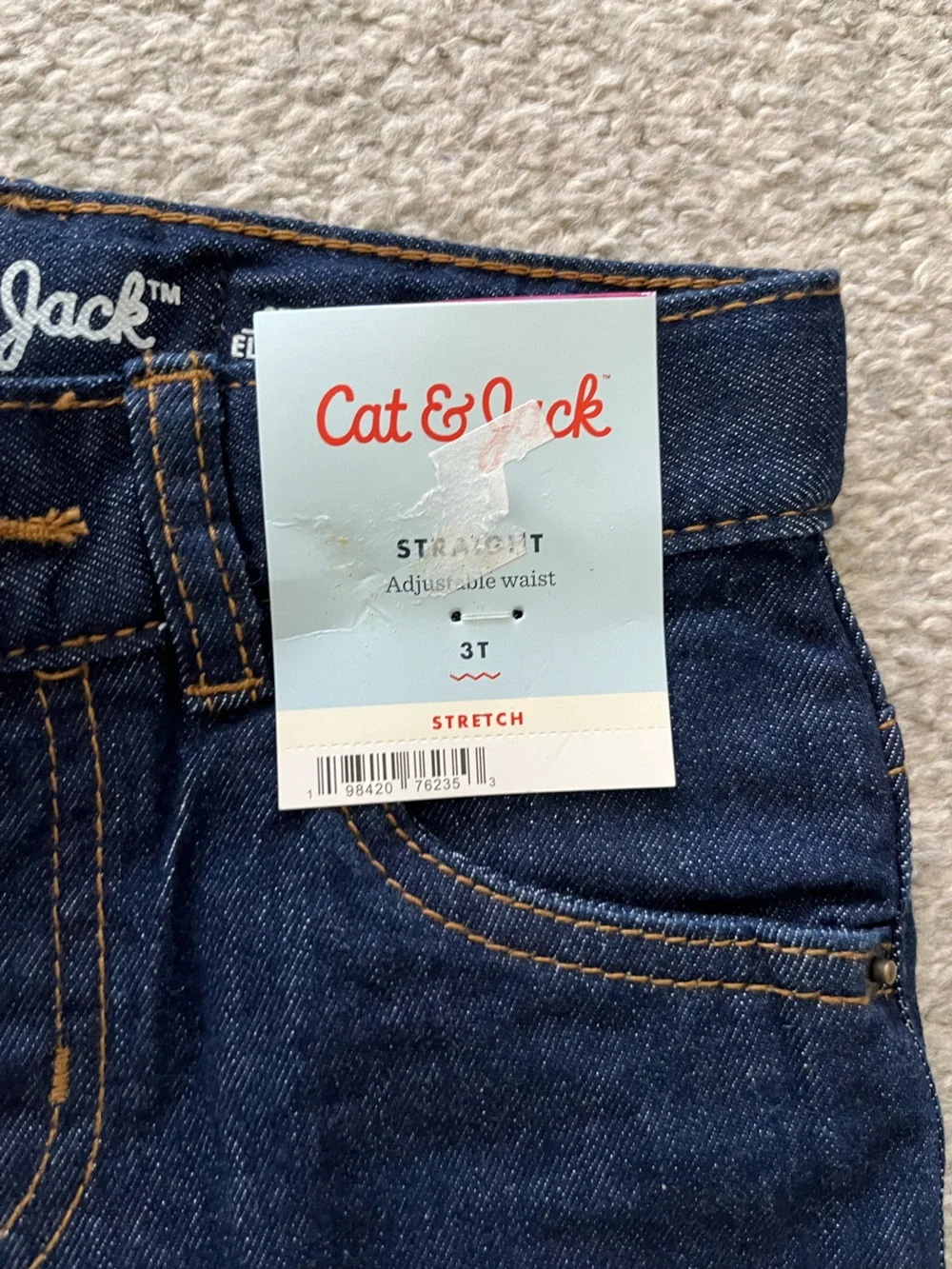 NWT Boys Cat & Jack Toddler Dark Blue Denim Jeans & Khaki Pants -3T